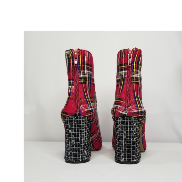 Betsey Johnson Women's Rayln Plaid Boots Size 8 Red/Silver/Black NWT - Picture 5 of 9